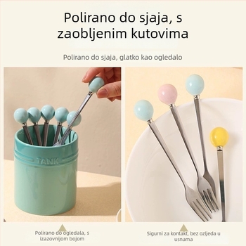 Kompaktni set keramičkih vilica za voće s osnovom i spremnikom za pohranu, modernog jednostavnog stila, LUPALUPA, mogućnost prilagodbe obrade, otisnut logotip.