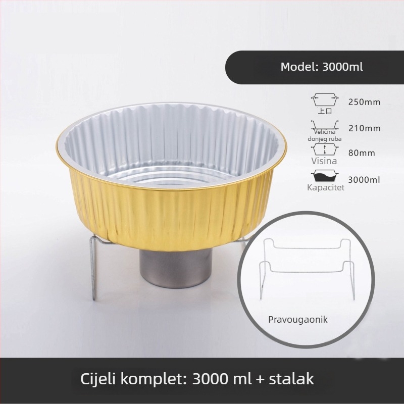 Jednokratni set za vruće jelo s aluminijskim stalkom — za dom i kampiranje; nije pogodan za mikrovalnu pećnicu; otisak logotipa; Licenca Yue XK16-204-01508