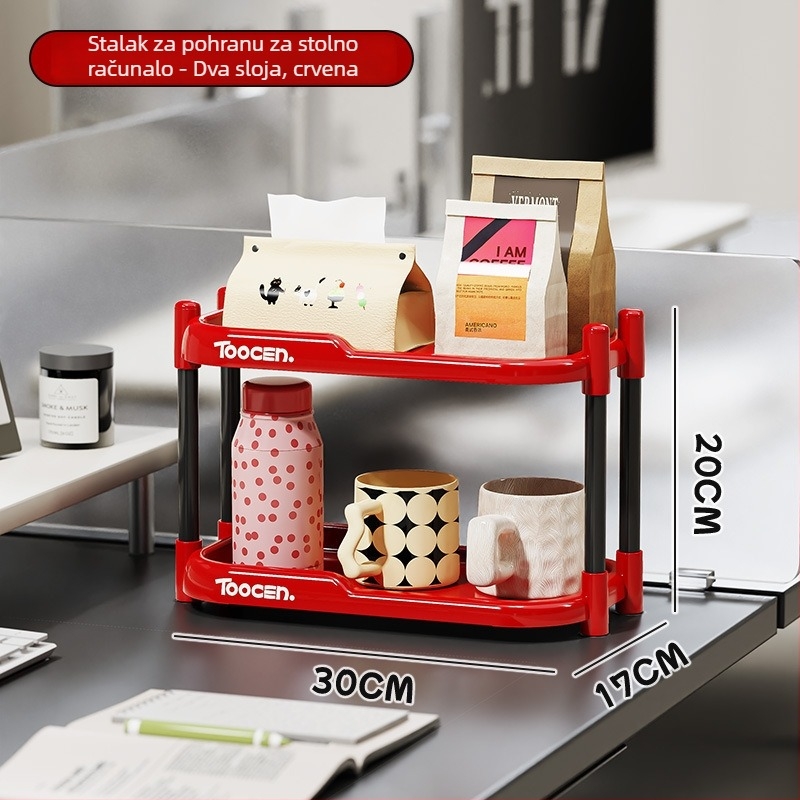 Stolni organizator za čaše i uredske potrepštine, višeslojna konstrukcija s dvije i tri etaže, ABS+PVC, model 1002, moderni minimalistički stil.