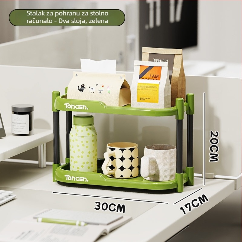 Stolni organizator za čaše i uredske potrepštine, višeslojna konstrukcija s dvije i tri etaže, ABS+PVC, model 1002, moderni minimalistički stil.