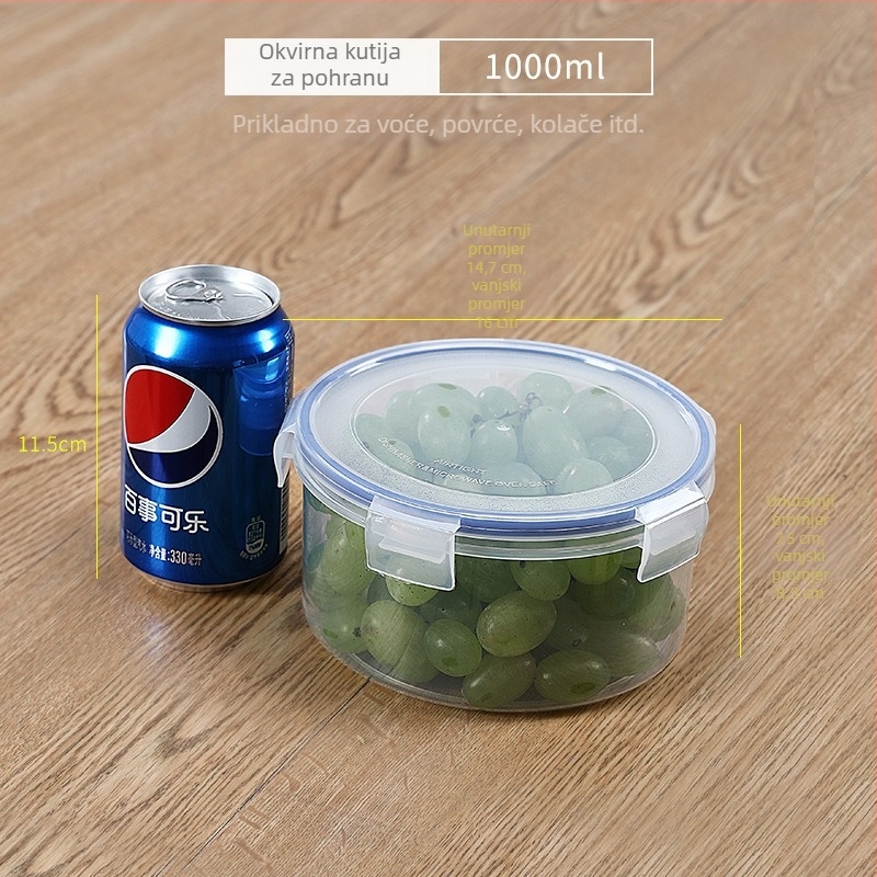 Prozirna plastična kutija za hranu s poklopcem – izolirana, mikrovalna kompatibilna, 800–1000 ml