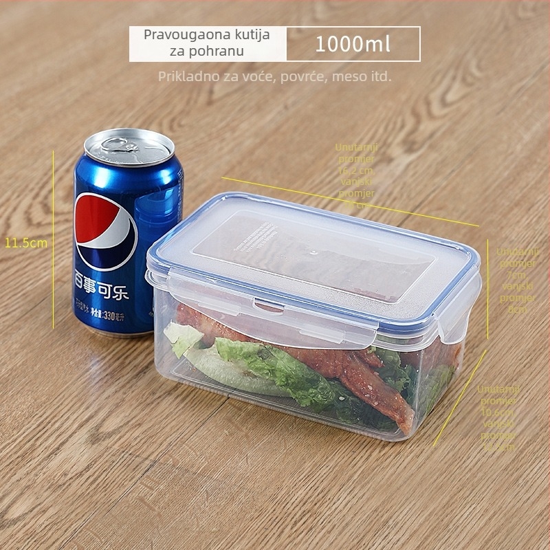 Prozirna plastična kutija za hranu s poklopcem – izolirana, mikrovalna kompatibilna, 800–1000 ml