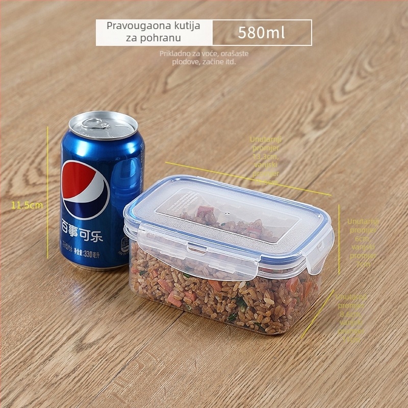 Prozirna plastična kutija za hranu s poklopcem – izolirana, mikrovalna kompatibilna, 800–1000 ml