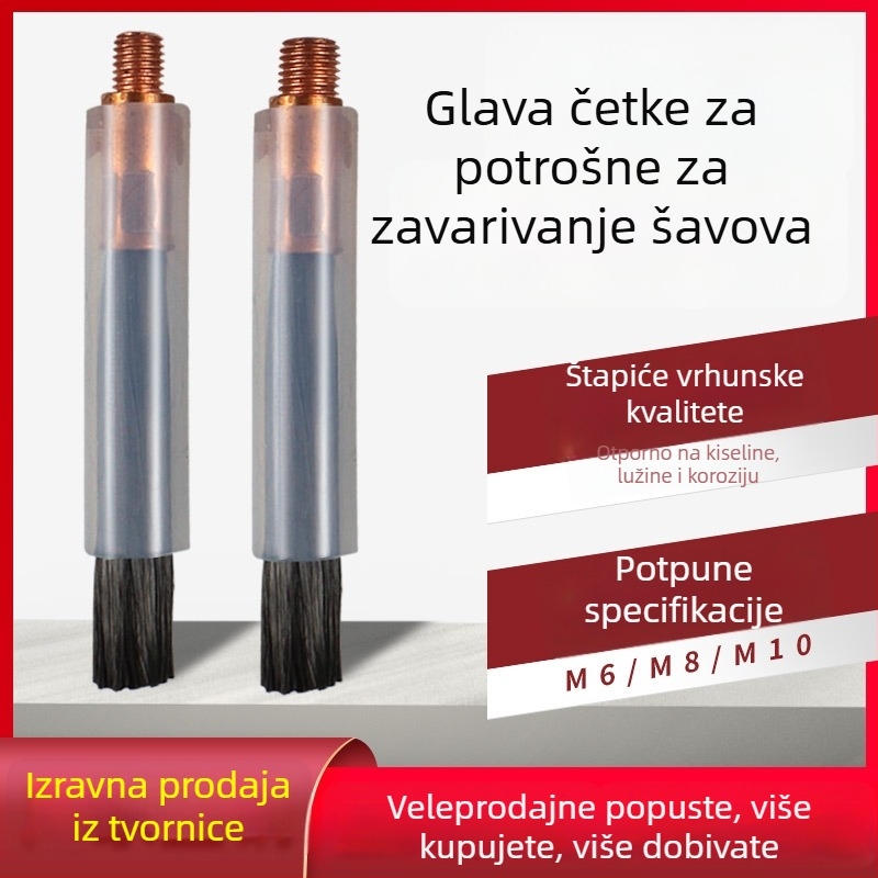 Nehrđajuća čelična glava četke za zavarivanje šavova – elektrolitska četka, pribor za poliranje pištolju, kompatibilno s M6/M8/M10 zavarivačkim pištoljima