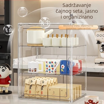 Stalak za čaše, 3‑etažni plastični, prenosni, stolni organizator, otporan na prašinu i vlagu, bez montaže