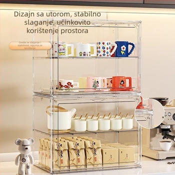 Stalak za čaše, 3‑etažni plastični, prenosni, stolni organizator, otporan na prašinu i vlagu, bez montaže