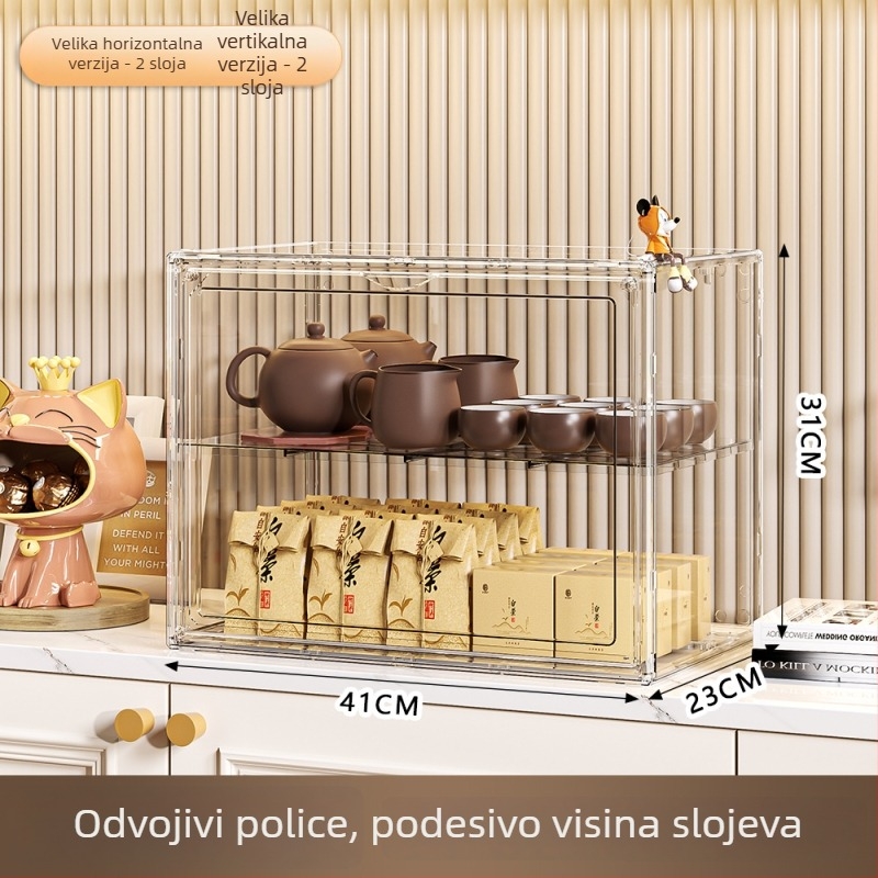 Stalak za čaše, 3‑etažni plastični, prenosni, stolni organizator, otporan na prašinu i vlagu, bez montaže
