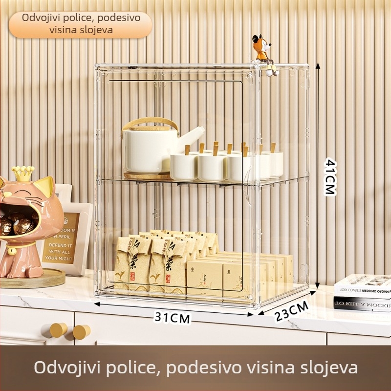 Stalak za čaše, 3‑etažni plastični, prenosni, stolni organizator, otporan na prašinu i vlagu, bez montaže