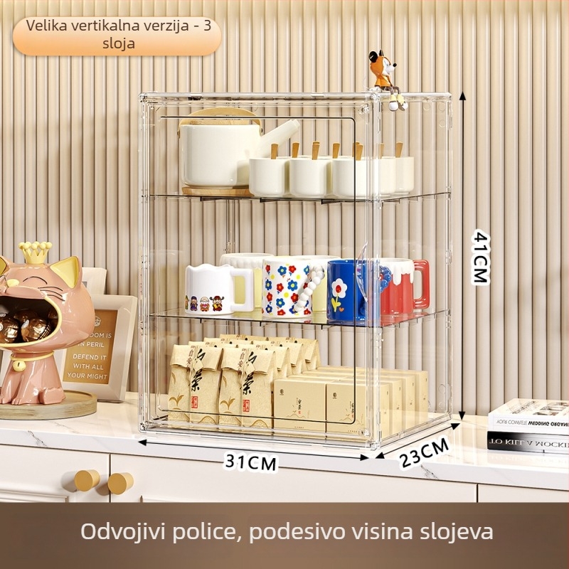 Stalak za čaše, 3‑etažni plastični, prenosni, stolni organizator, otporan na prašinu i vlagu, bez montaže