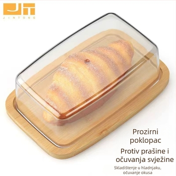 Bambusova kutija za maslac s prozirnim poklopcem – pladanj za sir, kolače i deserte, nordijski stil