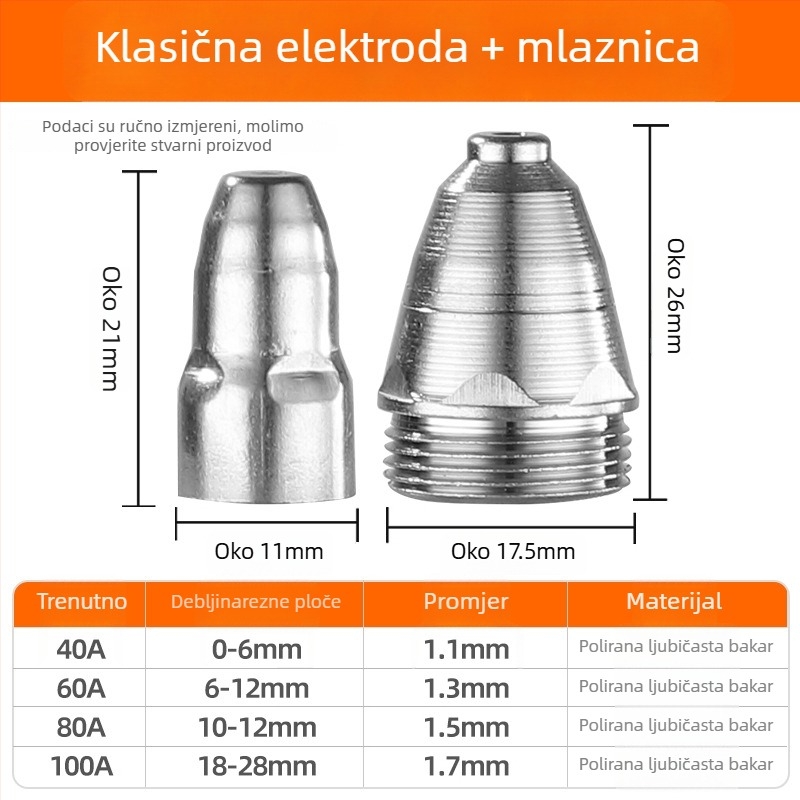 P80 plazma mlaznica s debelim hafnijem elektrodu – LGK-100 Pribor za plazma rezanje