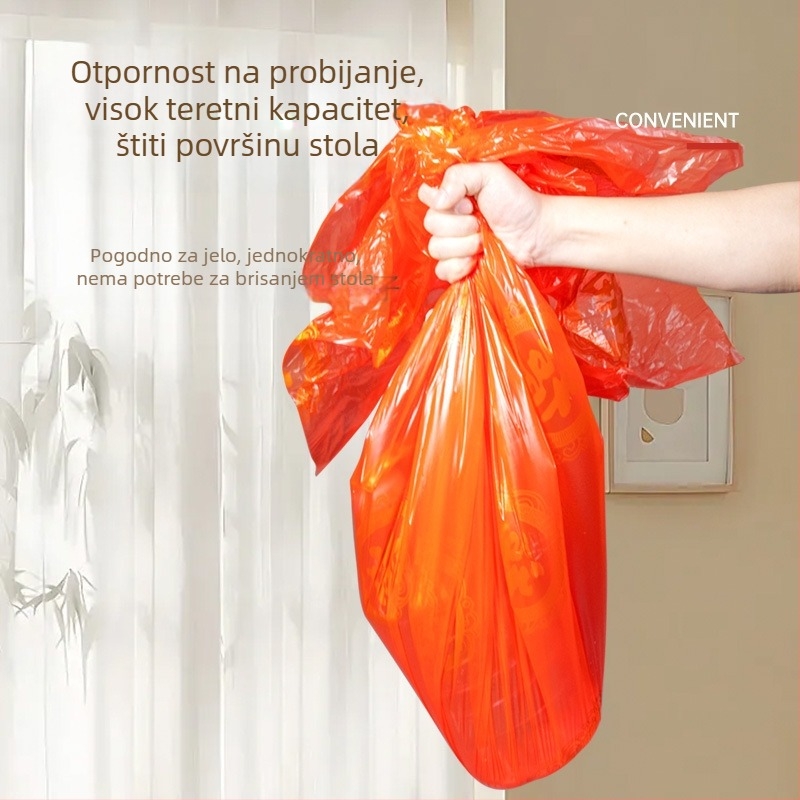 Jednokratni stolnjak za vjenčanje, kružni, plastični, uzorak Fu znakova i sretnih likova, First Green