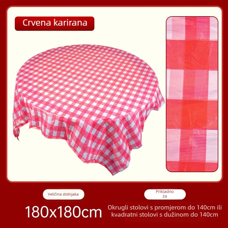 Jednokratni stolnjak za vjenčanje, kružni, plastični, uzorak Fu znakova i sretnih likova, First Green