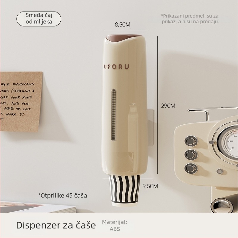 Držač za čaše za jednokratne papirnate čaše, zidni, bez bušenja, plastika, 330 g, moderan minimalistički stil