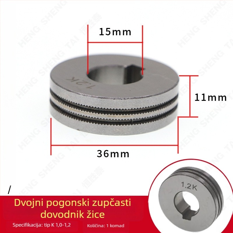 Duplo pokretni zupčasti kotač za dovod žice za CO2 zavarivački pištolj, glava žice flux-core 2,8 mm, zubi tipa K