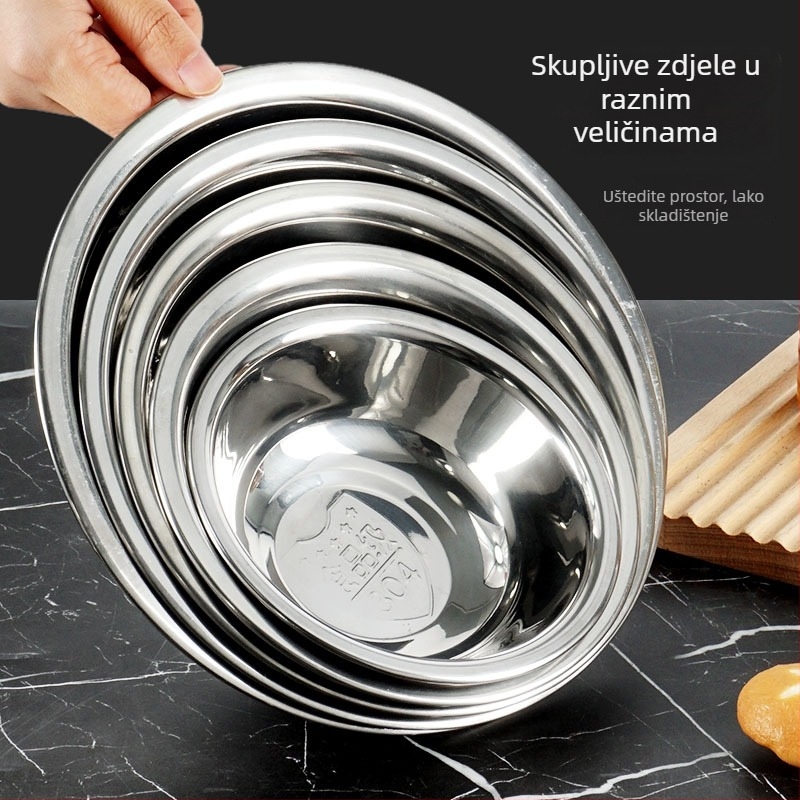 Nehrđajuća čelična zdjela za juhu – višenamjenska zdjela za jaja, voće i začine; elektroplatirani završetak, jednostavan stil.