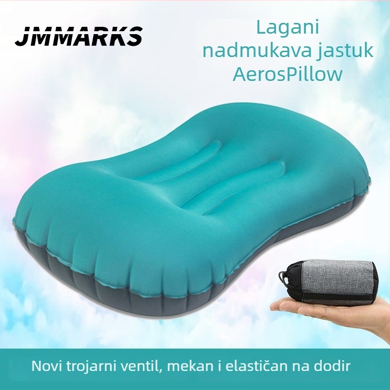 Idle Nafukiva jastučnica za putovanja i aktivnosti na otvorenom, punilo poliester/nylon, licencirana privatna marka, težina 0,0–0,5 kg