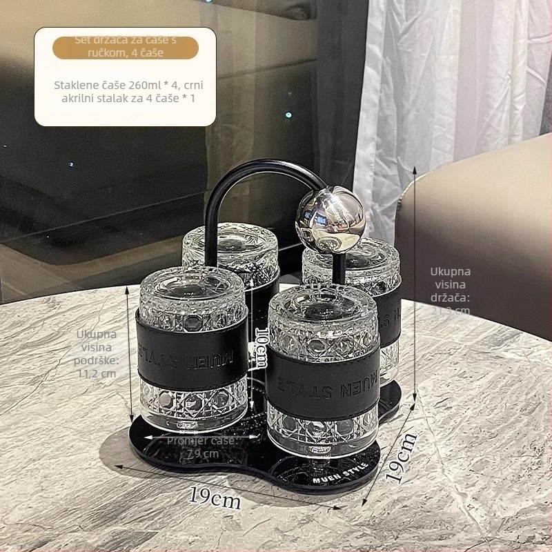 Set staklenih čaša za vodu s filtrom i držačem za pladanj – nordijski stil