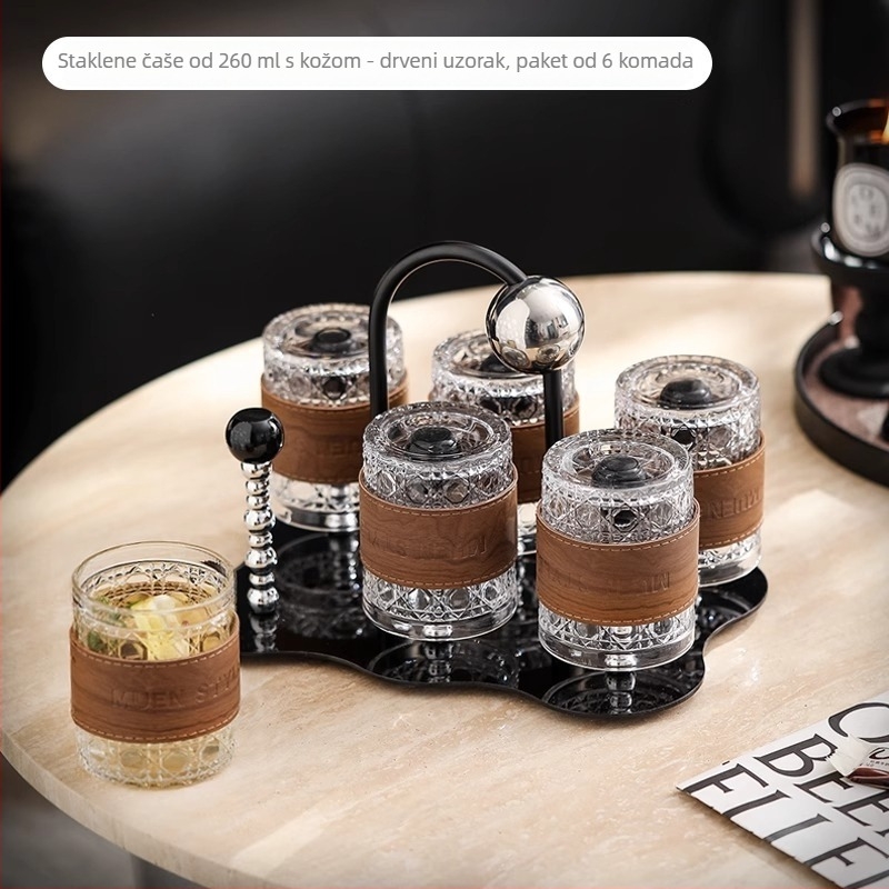 Set staklenih čaša za vodu s filtrom i držačem za pladanj – nordijski stil