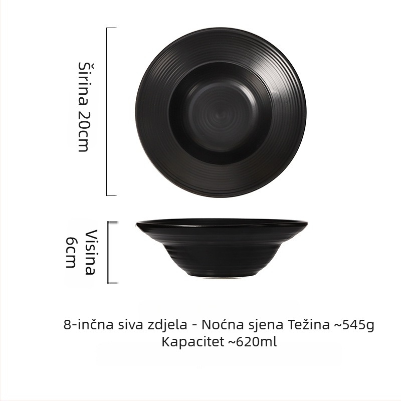 Porcelanska zdjela u japanskom stilu, okrugla, pogodna za mikrovalnu pećnicu.