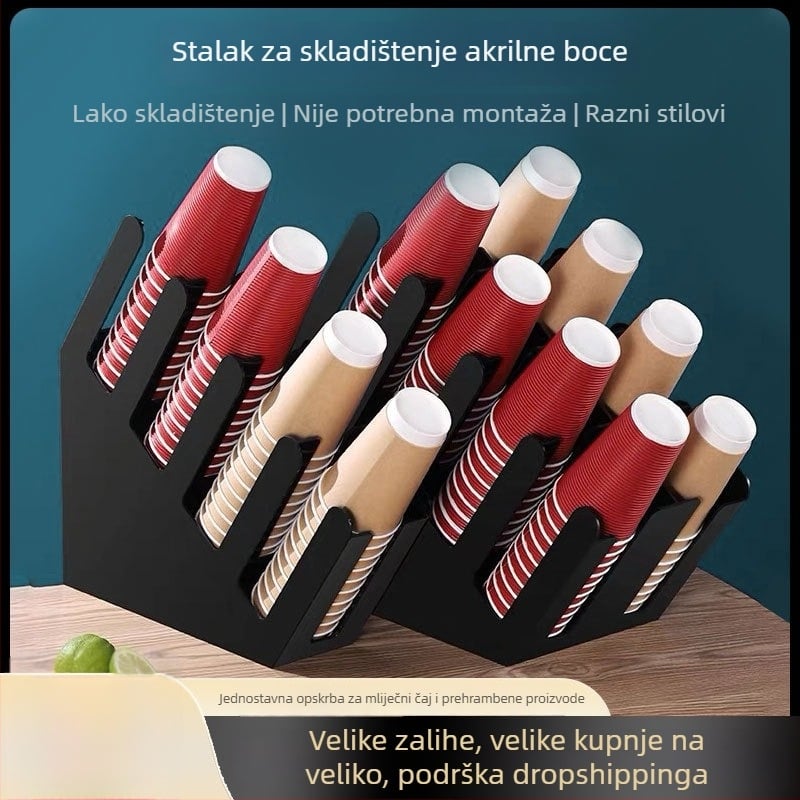 Akrilni držač čaša za dućan mliječnog čaja, moderni minimalistički stil, bez bušenja, za izlaganje čaša