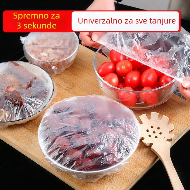 Jednokratna kapica za foliju za očuvanje hrane - kućna upotreba, PE, -60°C do 140°C, 12+ komada