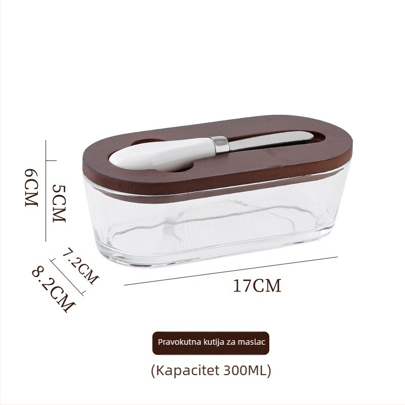 Staklena kutija za maslac s nordijskim minimalističkim dizajnom – Wood Craftsman HYH1030, Materijal: Staklo, Ispis logotipa: Da, Stil: Nordic Minimalist