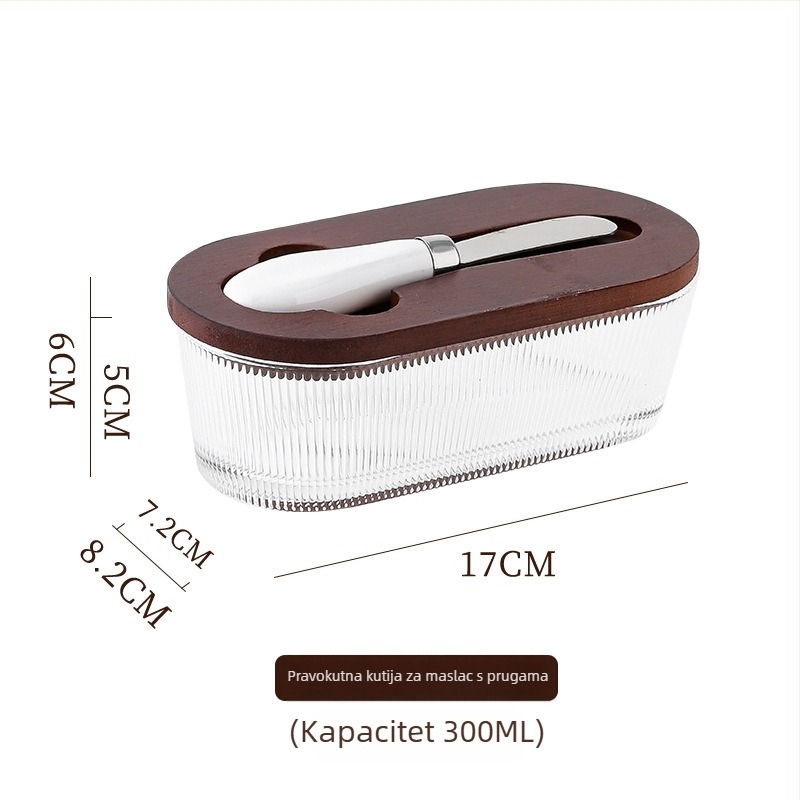 Staklena kutija za maslac s nordijskim minimalističkim dizajnom – Wood Craftsman HYH1030, Materijal: Staklo, Ispis logotipa: Da, Stil: Nordic Minimalist