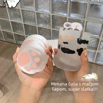 Čaša za vodu s motivom mačje šape, dvostruki set staklenih posuda od sodalivog stakla, otporan na visoke temperature