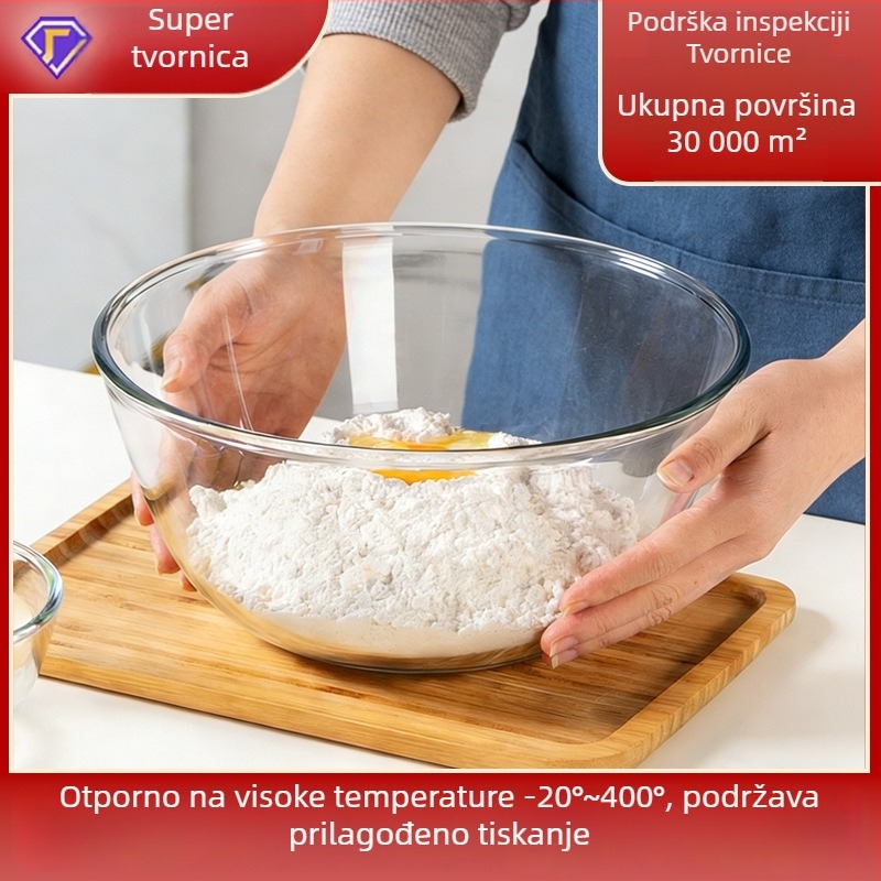 Meijia Salatna zdjela od visokog borosilikatnog stakla, Mikrovalna kompatibilna, Mogućnost prilagodbe, Okrugli oblik