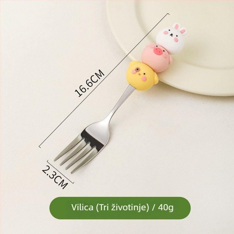 Set žličica i vilica od nehrđajućeg čelika za djecu, sladak crtani stil