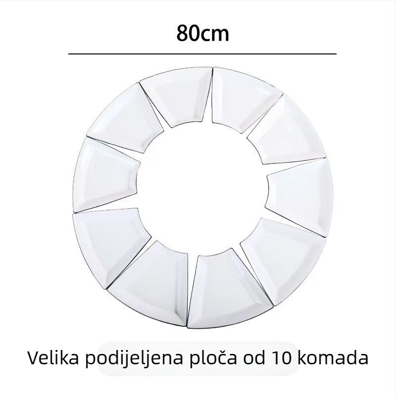 Set keramičkih pladnjeva u obliku fana, od kostnog porculana, s podglazurnim završetkom, jednostavan stil