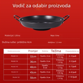 Nitridirani konkavni tiganj za palačinke od krumpira Guizhou — kovano željezo, bez premaza, pogodan za plin i indukciju