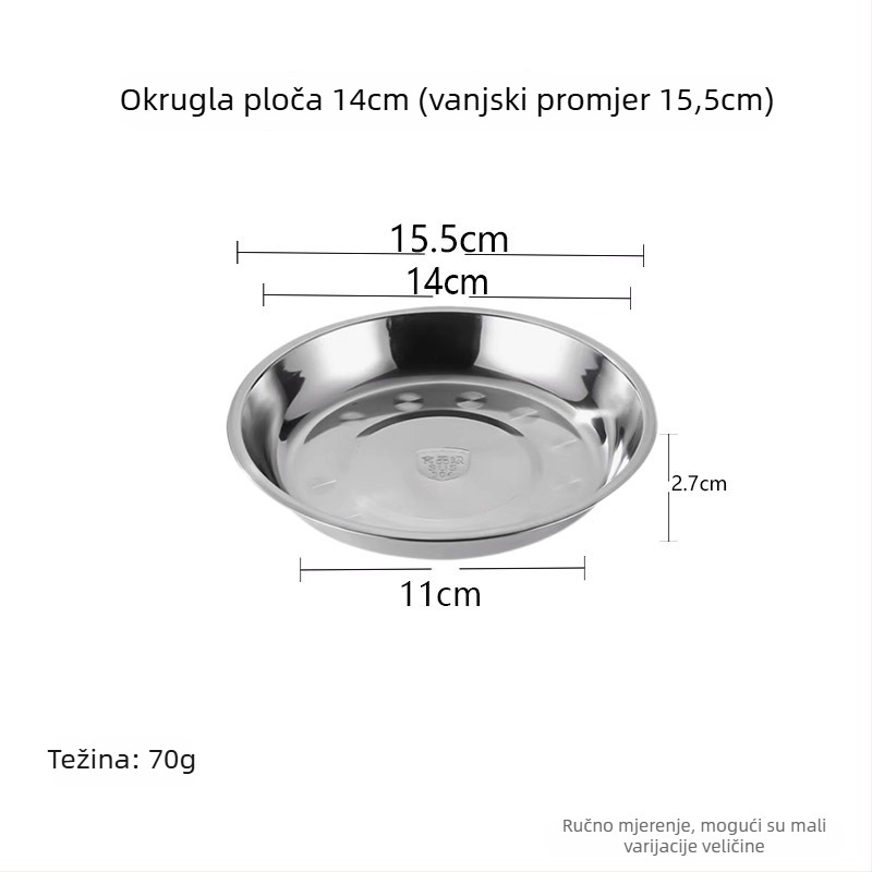 5-dijelni set okruglih tanjira od nehrđajućeg čelika, moderan minimalistički stil, jedinstveni uzorak, nije pogodno za mikrovalnu pećnicu