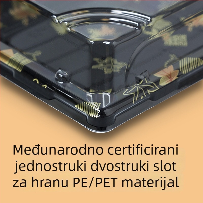 Kutija za sushi - Jednokratna, prozirna plastika s anti-fog efektom, pakiranje lososa, 200 kom, Marka Rice Source, Materijal: Plastika, Mikrovalna pećnica: Ne, Personalizacija: Da
