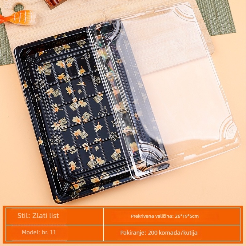 Kutija za sushi - Jednokratna, prozirna plastika s anti-fog efektom, pakiranje lososa, 200 kom, Marka Rice Source, Materijal: Plastika, Mikrovalna pećnica: Ne, Personalizacija: Da