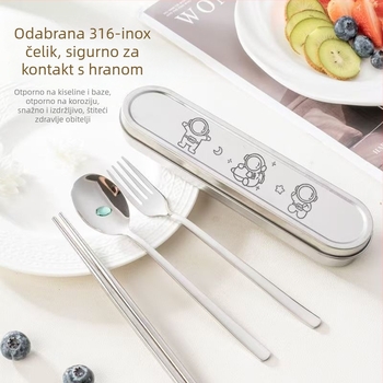 Trodjelni set posuđa: žlica, štapići i vilica; od 304 nehrđajućeg čelika; ogledni sjaj; ručna izrada; svjež i sladak stil.