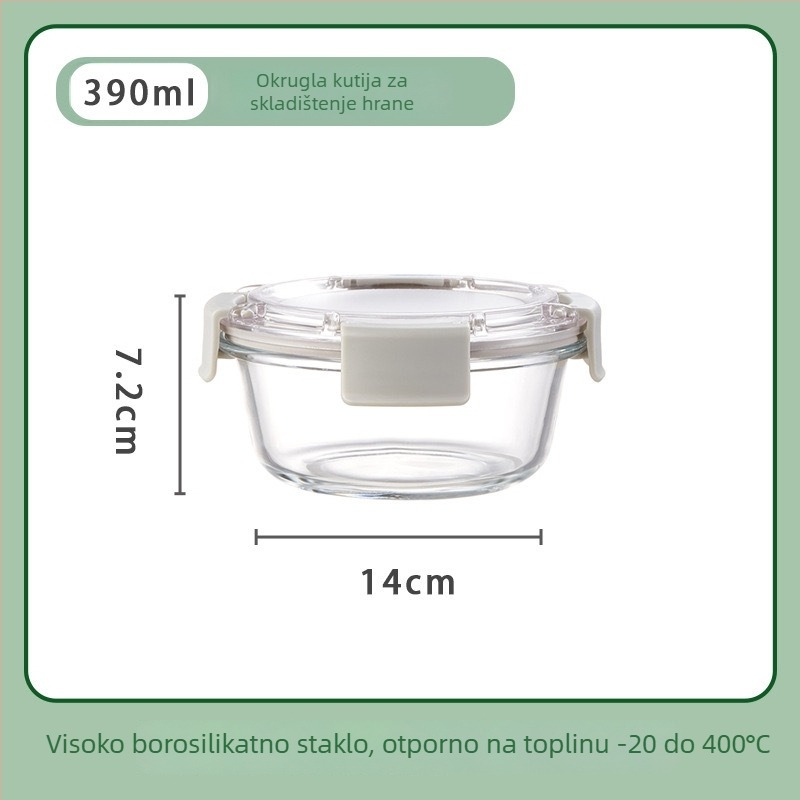 Staklena kutija za ručak, četvrtasti oblik, otporna na toplinu, mikrovalna kompatibilnost, kapacitet 301–800 ml