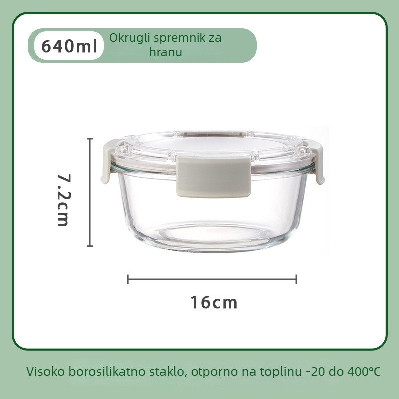Staklena kutija za ručak, četvrtasti oblik, otporna na toplinu, mikrovalna kompatibilnost, kapacitet 301–800 ml