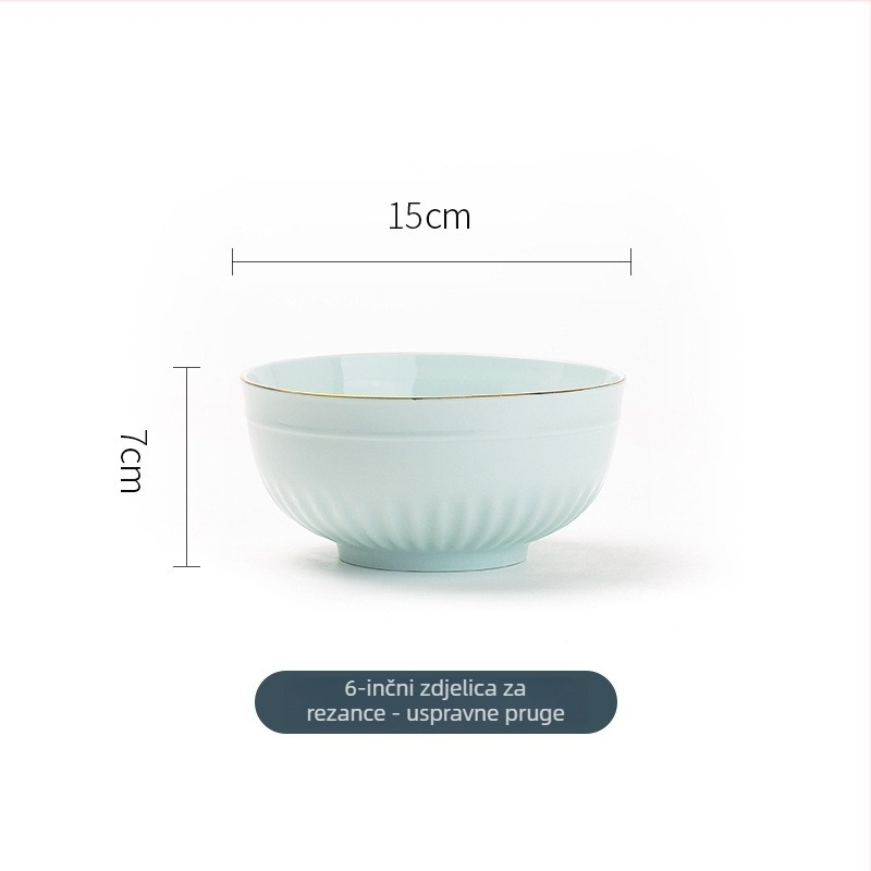 Porcelanski set zdjela u nordijskom stilu s rubnim ukrasom, pogodna za mikrovalnu, okruglog oblika