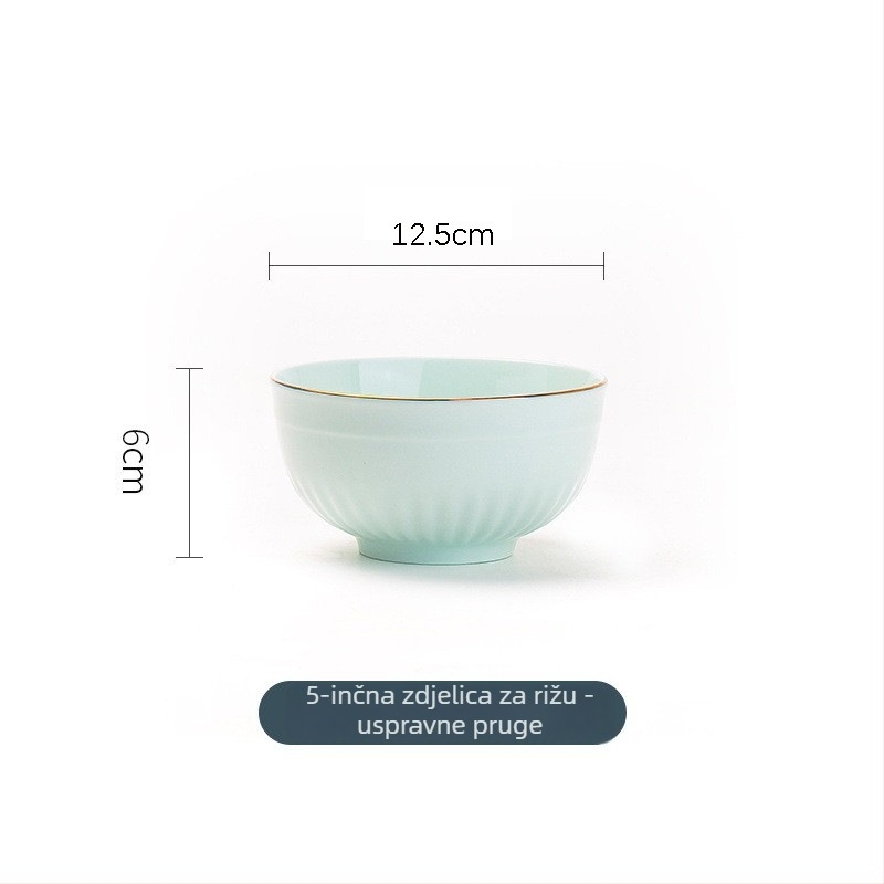 Porcelanski set zdjela u nordijskom stilu s rubnim ukrasom, pogodna za mikrovalnu, okruglog oblika
