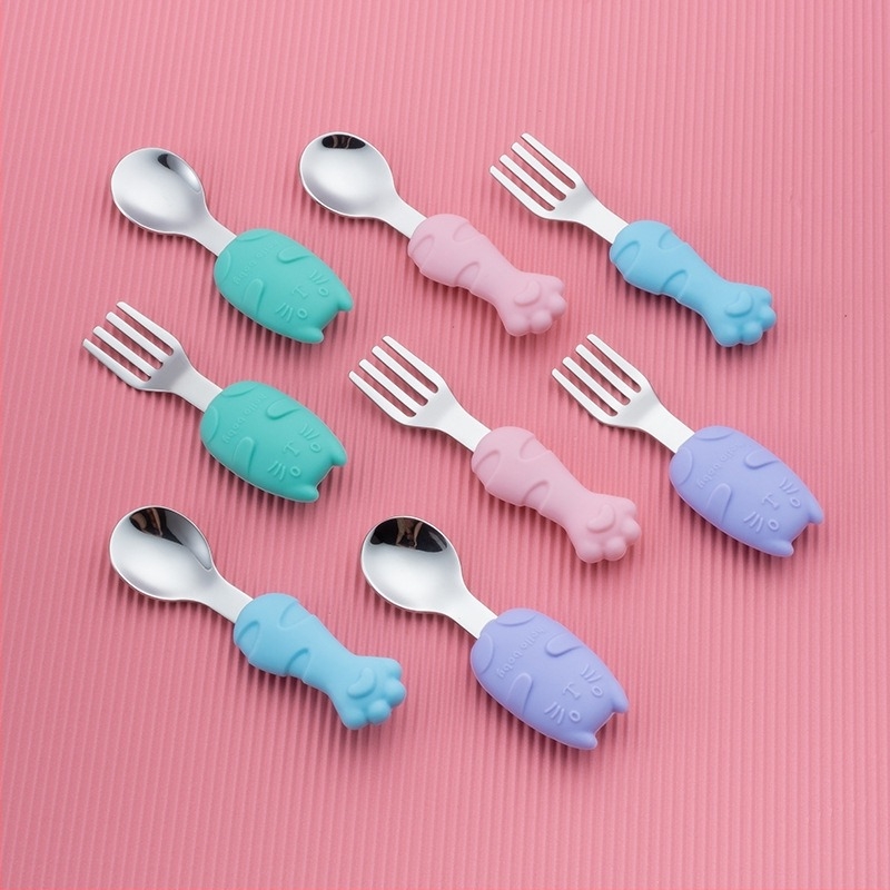 Dječji set posuđa od 304 nerđajućeg čelika sa silikonskim tanjurićem u obliku mrkve, trodjelni set za bebe od 6 mjeseci