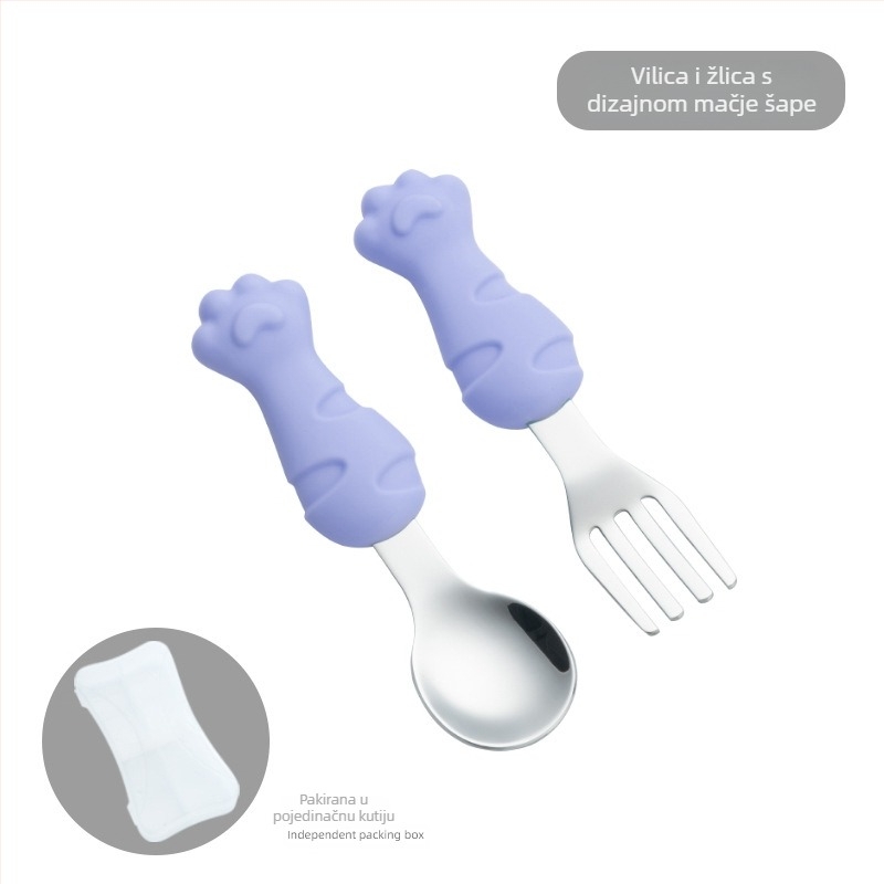 Dječji set posuđa od 304 nerđajućeg čelika sa silikonskim tanjurićem u obliku mrkve, trodjelni set za bebe od 6 mjeseci