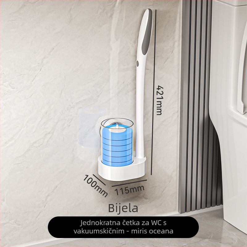 Zidna četka za WC s rotirajućom glavom, jednokratna plastična četka, bez mrtvih kutova