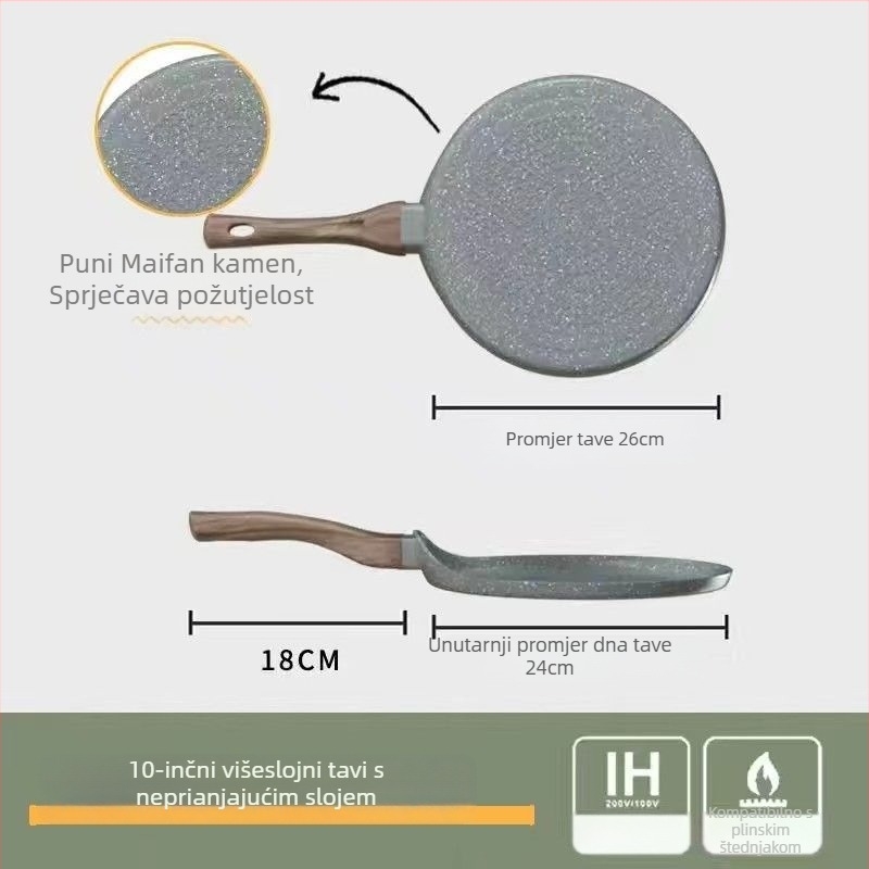 Maifan Stone tava - neprijanjajuća, aluminijska legura, jednostrano dno, pogodno za sve ploče