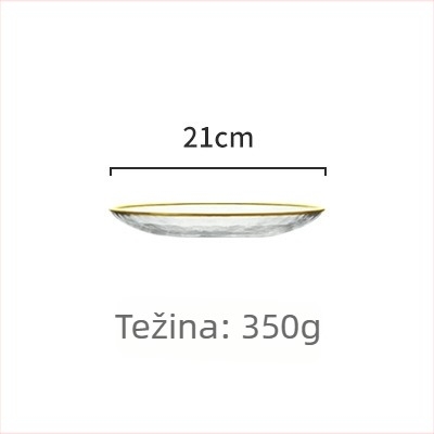Stakleni set tanjura za večeru, okrugli oblik, moderan minimalistički stil, mogućnost personalizacije logotipom