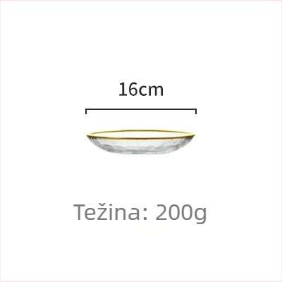 Stakleni set tanjura za večeru, okrugli oblik, moderan minimalistički stil, mogućnost personalizacije logotipom