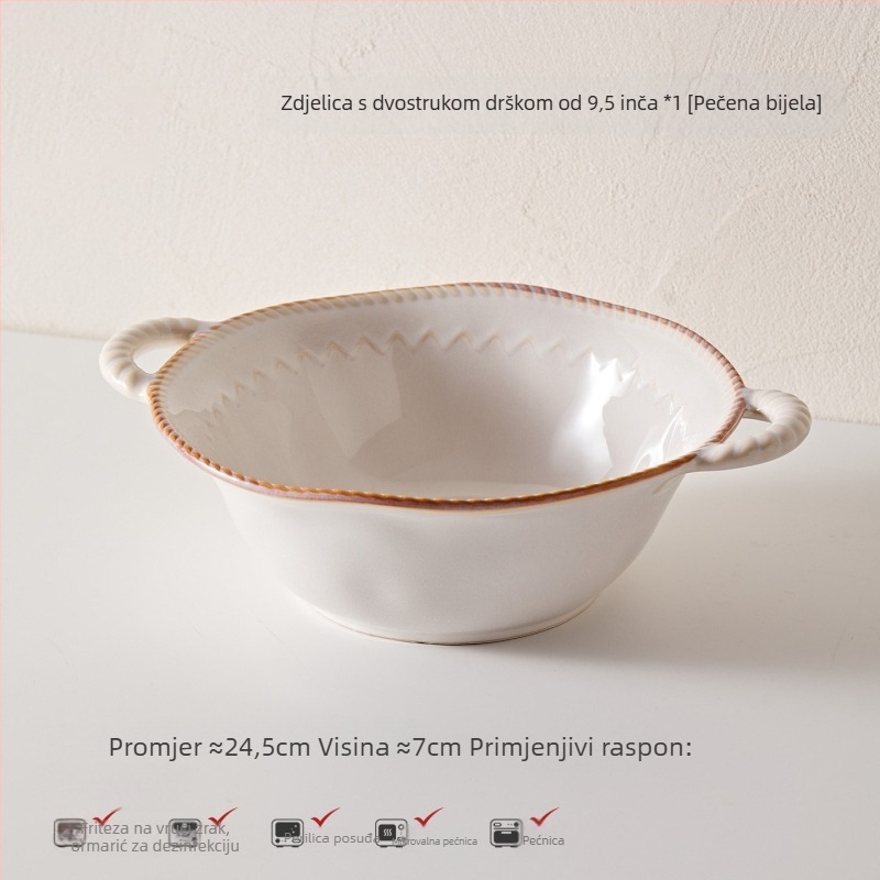 Porcelanski set za jelo u francuskom stilu — zdjele i tanjuri, jednobojni dizajn, pod-glazurni završni sloj, premium kvaliteta, 5-dijelni set