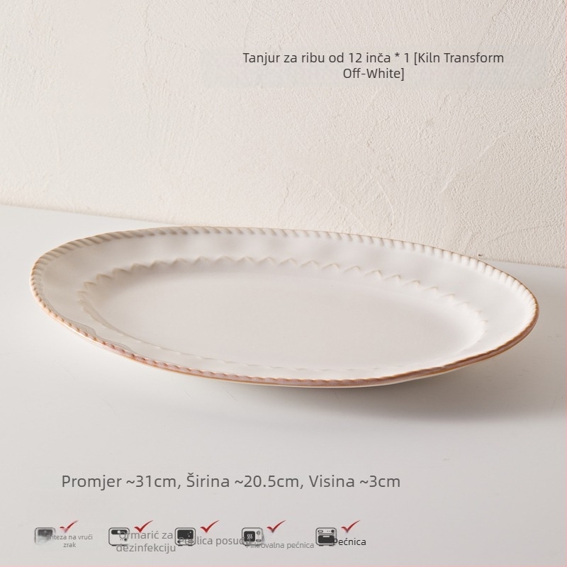 Porcelanski set za jelo u francuskom stilu — zdjele i tanjuri, jednobojni dizajn, pod-glazurni završni sloj, premium kvaliteta, 5-dijelni set