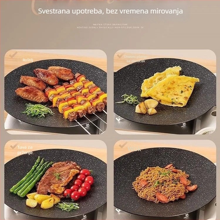 Prijenosna okrugla željezna grill tava za kampiranje